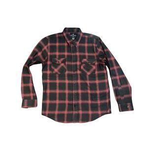 Shouthouse Mens Plaid Flannel Long Sleeve Shirt Size Large Double Pockets Cowboy